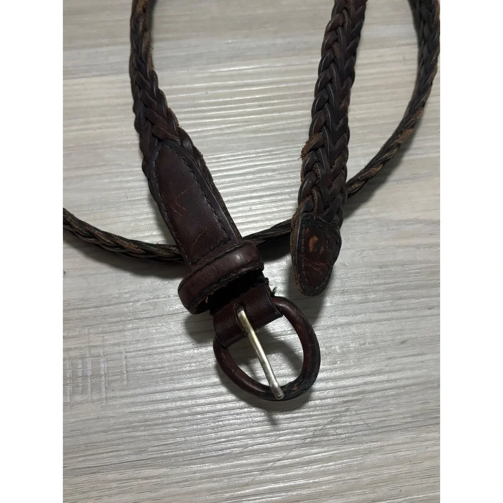 Dockers Mens Braided Leather Belt Dark Brown Woven 38 95 Vintage Style 1337‎